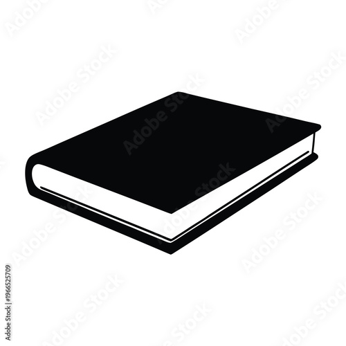 Black silhouette of closed book with pages visible on white background
