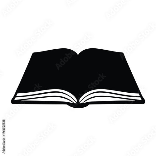 A Simple Open Book Silhouette Icon with Bold Lines and Details