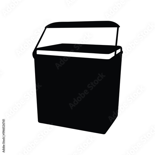 Monochrome illustration of a closed cooler perfect for summer picnics and barbecues