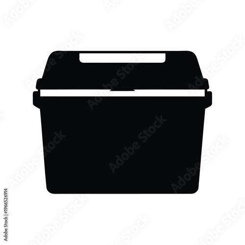 Monochromatic Silhouette of a Black Plastic Storage Bin for Organization