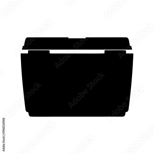Black and White Silhouette of a Rectangular Cooler Box with Lid