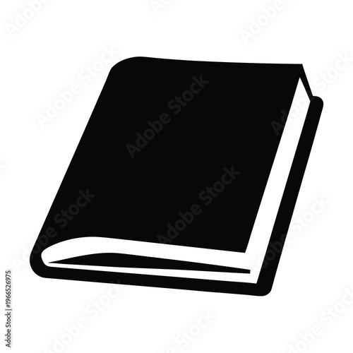 Simple black and white illustration of a closed hardcover book on white background