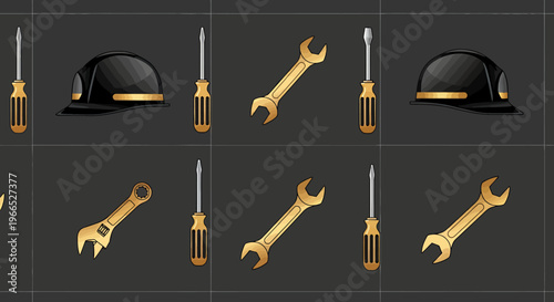 Construction tools and hard hats.