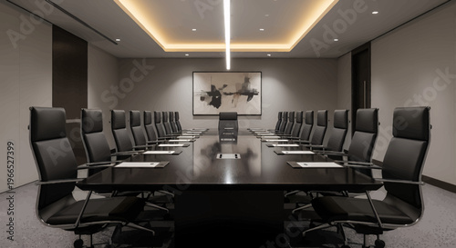 Conference room with black chairs.