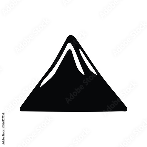 Stylized mountain silhouette with snowy cap in simple black and white design