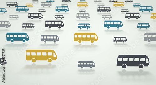 Many buses in various colors.