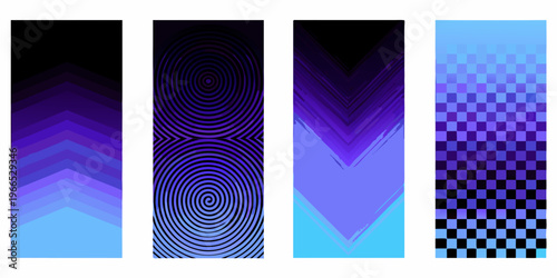 Abstract gradient patterns in varying shades of purple and blue