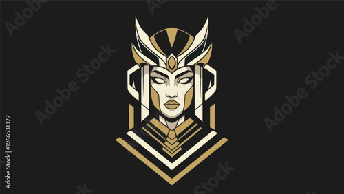 Woman warrior portrait illustration