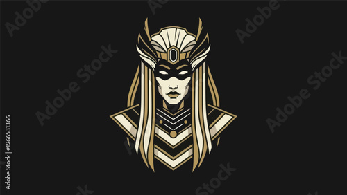 Woman warrior portrait illustration
