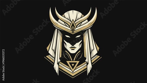 Woman warrior portrait illustration