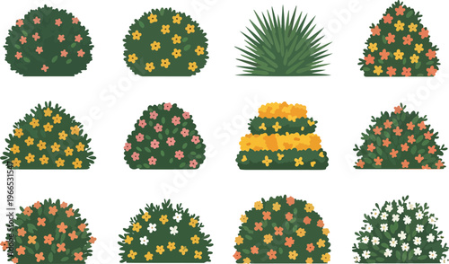Collection of Decorative Bush and Plant Illustrations.