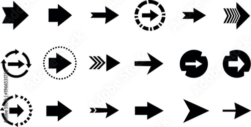 Collection of black arrow icons directional symbols and navigation elements
