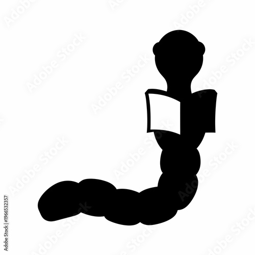 Silhouette of a black bookworm reading a book with great concentration