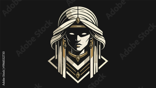 Womans portrait in art deco style