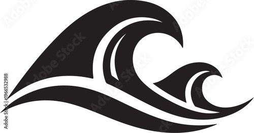 Black and White Ocean Wave Graphic Illustration