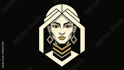 Womans portrait in geometric style
