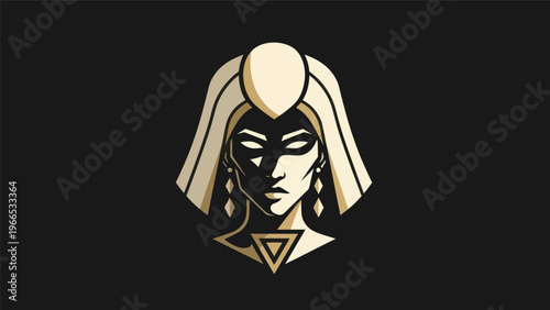Womans portrait in gold on black