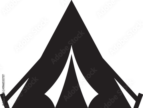 Black Tent Silhouette on White Background