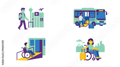 Inclusive transport icons depict accessible travel options