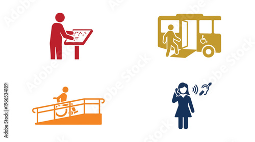 Inclusive travel accessibility icons representing diverse needs
