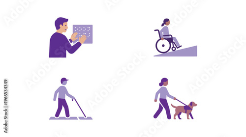 Inclusive travel icons showing accessibility assistance