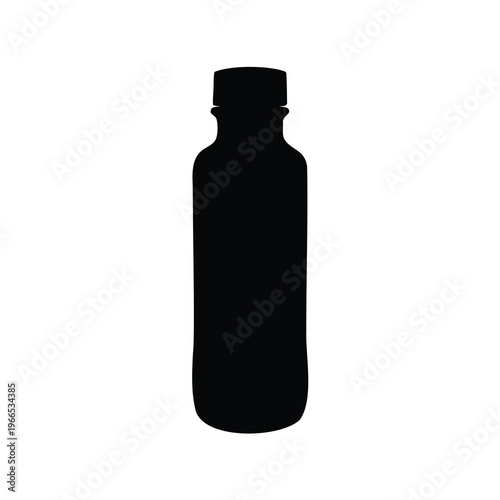 Black silhouette of a plastic bottle with cap for beverages