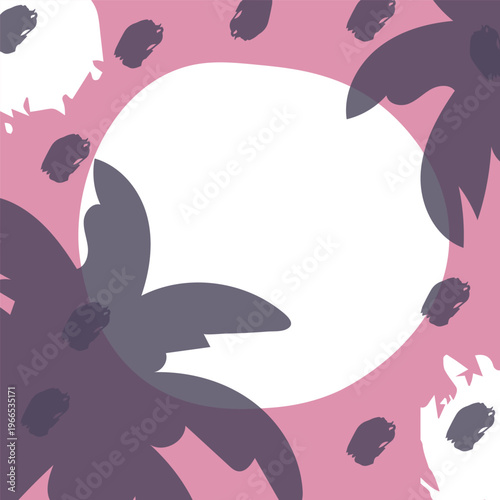 Abstract summer drawing. Romantic mood, vacation, palm trees, and pink color. Flat vector design. Poster, postcard.