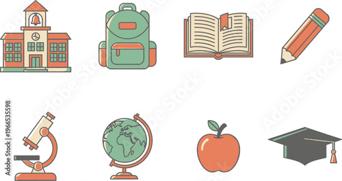 vector set of school icons