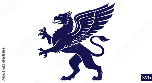 Mythical Griffin Creature Silhouette - Heraldic Symbol of Power and Majesty