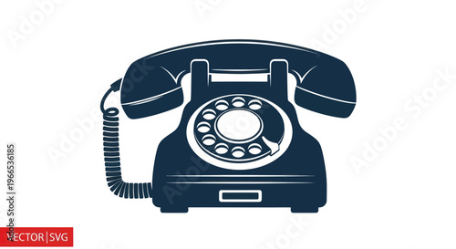 Retro Rotary Dial Telephone Silhouette - Vintage Communication Icon