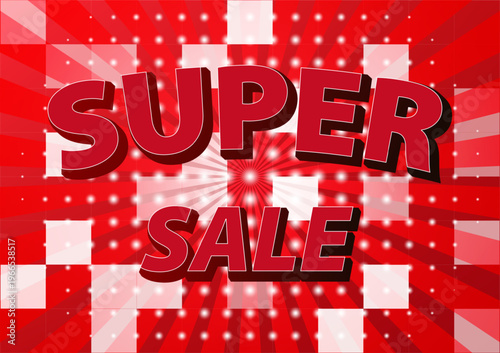 Modern super sale banner with dynamic radial background and bold typography. Clean and versatile design suitable for discount promotions, retail marketing, and online advertising