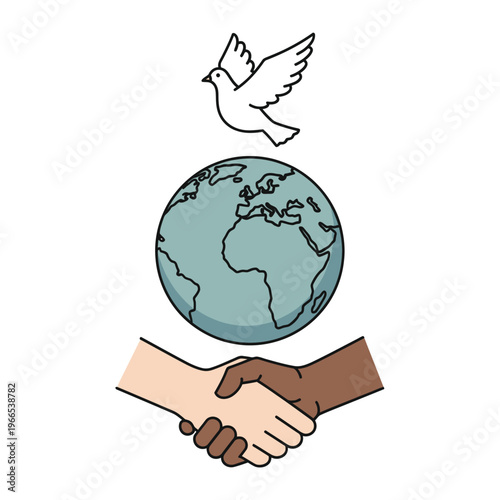 Dove, Globe, and Handshake: Symbolizing Global Peace, Unity, and International Cooperation
