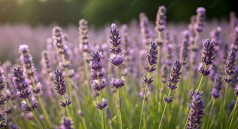 Fototapeta premium Close-up of Vibrant Lavender Flowers Blooming in a Summer Field