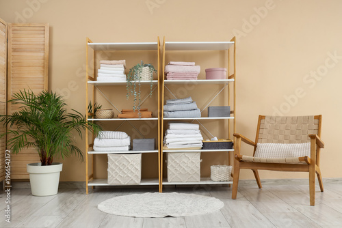 Shelf unit with stacked bed...