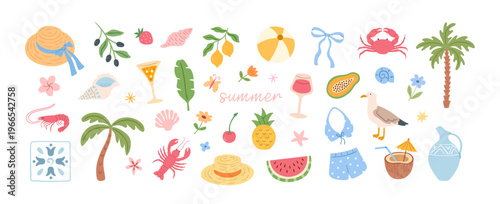 Set of summer tropical elements