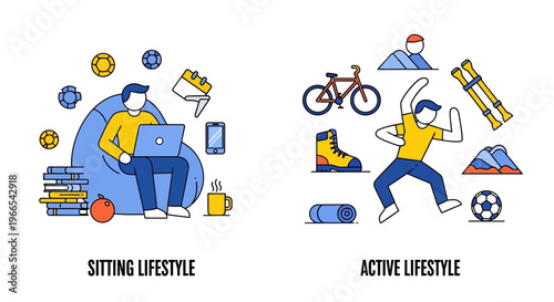 Visualizing the Contrast Exploring Sedentary Digital Routines Versus Dynamic Active Lifestyles and Wellness Choices