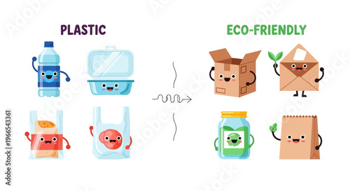 Making responsible choices A cheerful comparison of everyday plastic packaging and sustainable, eco-friendly alternatives