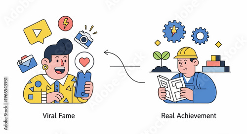 Exploring the Dichotomy Online Viral Fame versus Sustainable Real-World Achievement Gained Through Diligent Hard Work