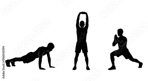 Fitness Activity Silhouette – Exercise and Workout Vector Illustration