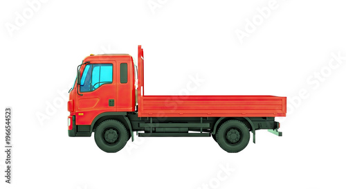 Red Flatbed Truck Side View