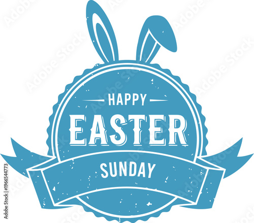 Cute happy easter sunday badge with bunny ears design vector illustration