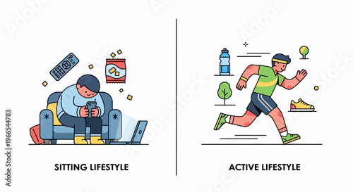 Sedentary vs Active Lifestyle Comparison Sitting Habits versus Running for Fitness