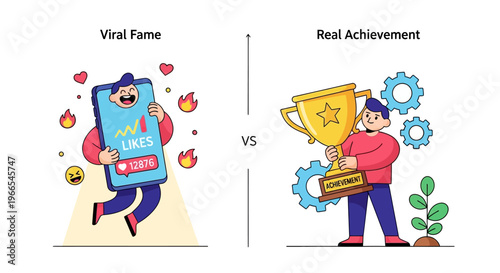 Viral Fame versus Real Achievement A visual comparison of online popularity and genuine success