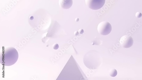 Abstract 3D geometric shapes floating in a soft pastel background.