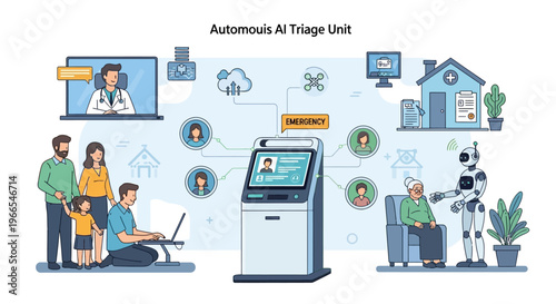 Automated AI Triage Unit: Revolutionizing Healthcare with Smart Technology and Remote Patient Monitoring for Enhanced Access and Efficiency.