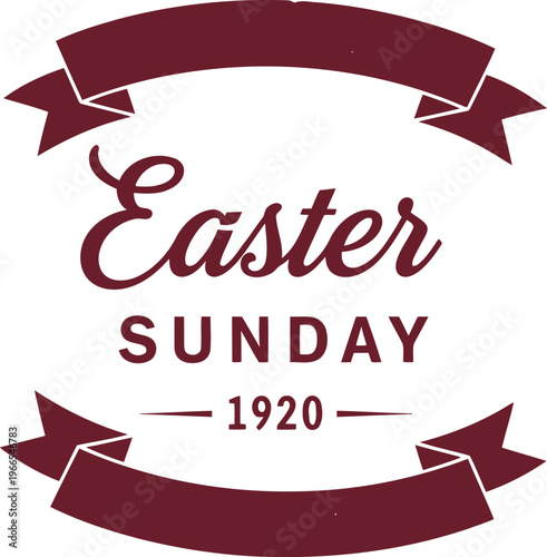Vintage easter sunday celebration logo design with decorative banners from past era