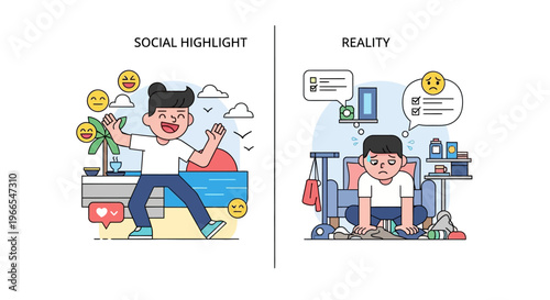 Social Media Versus Reality A Visual Comparison of Perceived Happiness and Actual Feelings