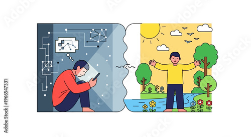 From Screen Time to Serenity Finding Balance Between Digital Life and Nature's Embrace for Well-being