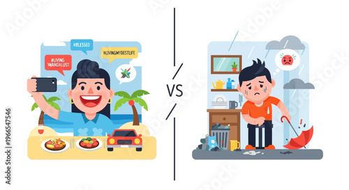 Joyful Vacation Adventures Versus Unfortunate Daily Struggles Exploring the Contrasts of Life's Ups and Downs