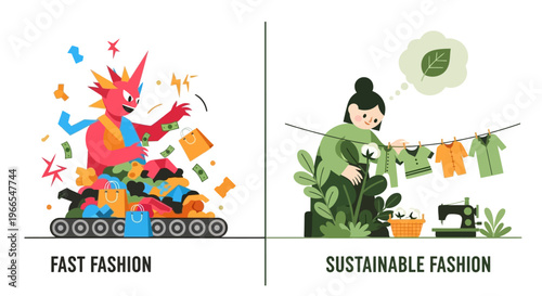 Contrasting the environmental impact of rapid fashion consumption with the eco-conscious benefits of sustainable clothing choices